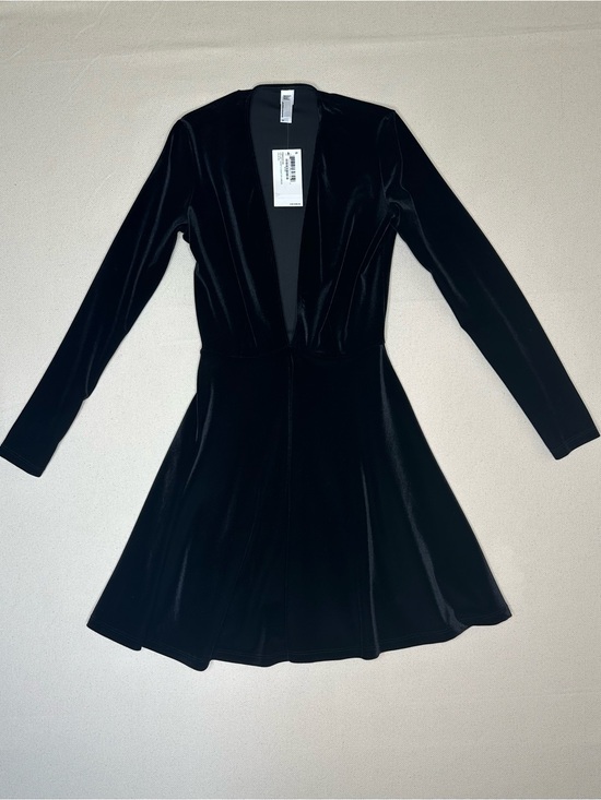 American Apparel Dresses & Skirts - NWT American Apparel Velvet Black Deep V Skater Dress Size Small